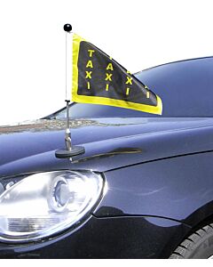 magnetisch haftender Autofahnen-Ständer Diplomat-1.30 mit individuell bedruckter Fahne (linke Seite)